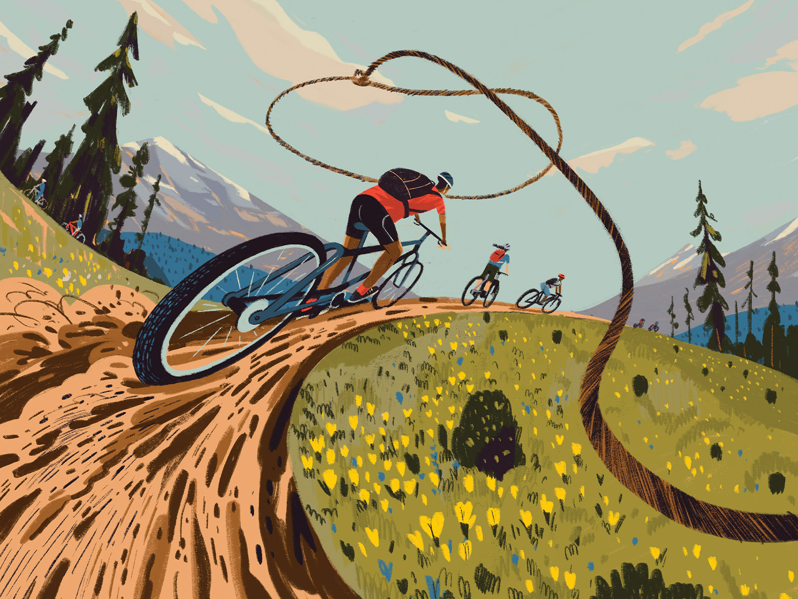 Mountain biking illustration
